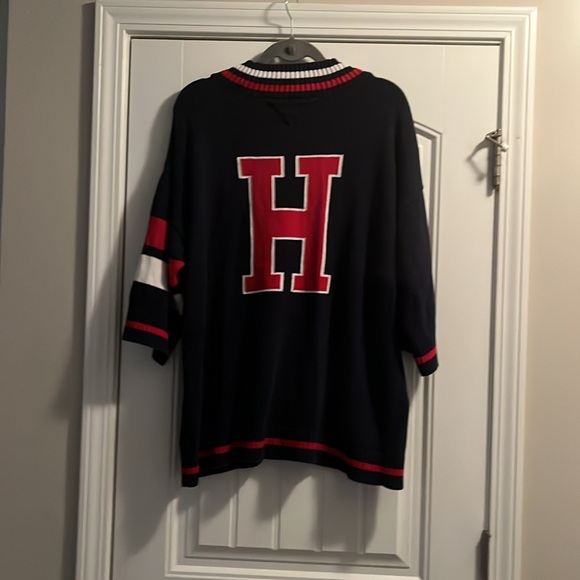 Tommy Hilfiger V-Neck Sweater Blue Red - Picture 8 of 8